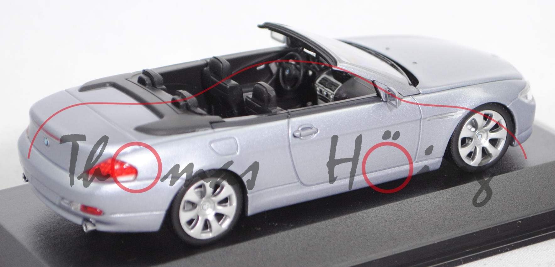 BMW 630i Cabrio (1. Gen., Facelift 2005, E64, Mod. 05-07), spacegrau met., Minichamps, 1:43, PC-Box
