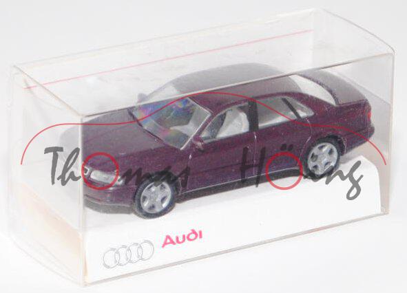 Audi A8 (D2, Typ 4D), Modell 1994-2002, purpurviolett, Rietze, 1:87, Werbeschachtel
