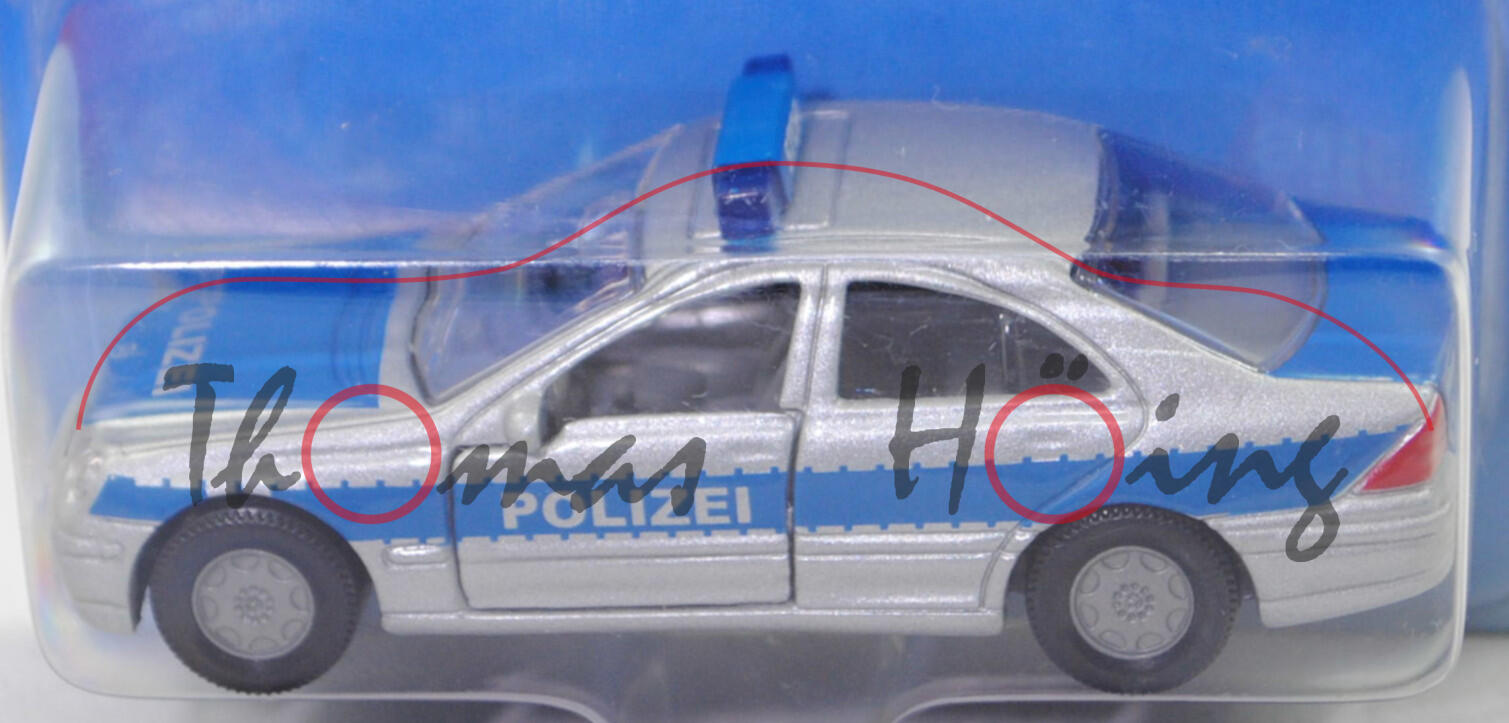 00003 Mercedes-Benz C 320 »AVANTGARDE« (W 203, Mod. 2000-2004) Peterwagen, graualuminiummet., POLIZEI, ohne Antenne, SIKU, 1:55, P28b