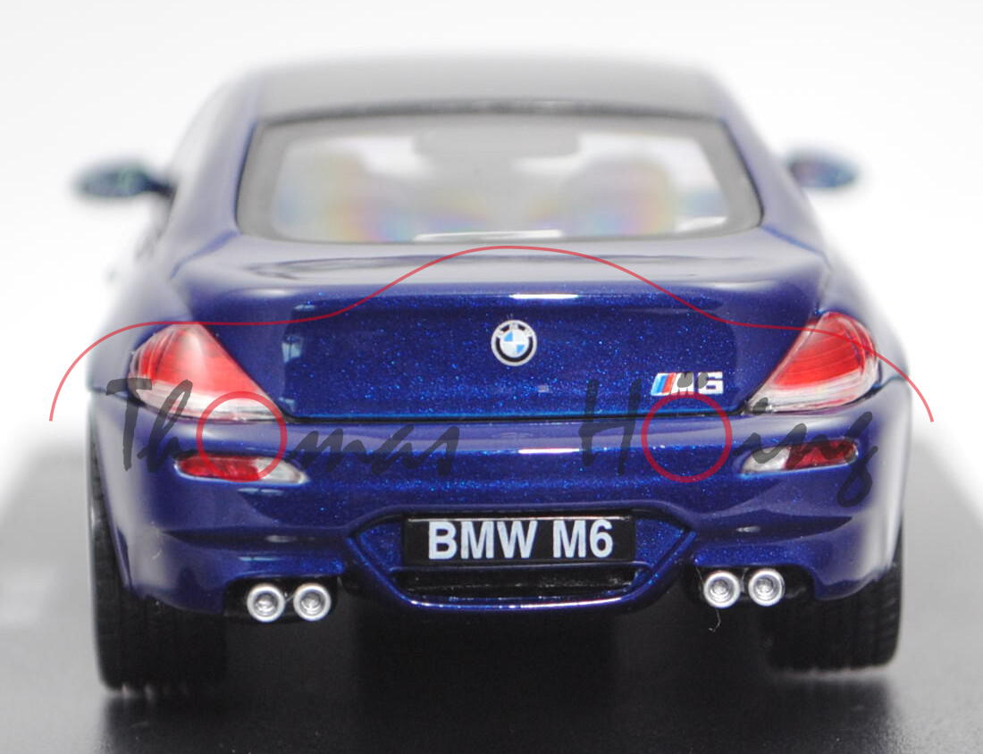 BMW M6 Coupé (1. Gen., Vor-Facelift, E63, Modell 2005-2007), tiefseeblau met., Kyosho, 1:43, PC-Box