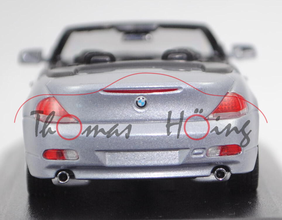 BMW 630i Cabrio (1. Gen., Facelift 2005, E64, Mod. 05-07), spacegrau met., Minichamps, 1:43, PC-Box