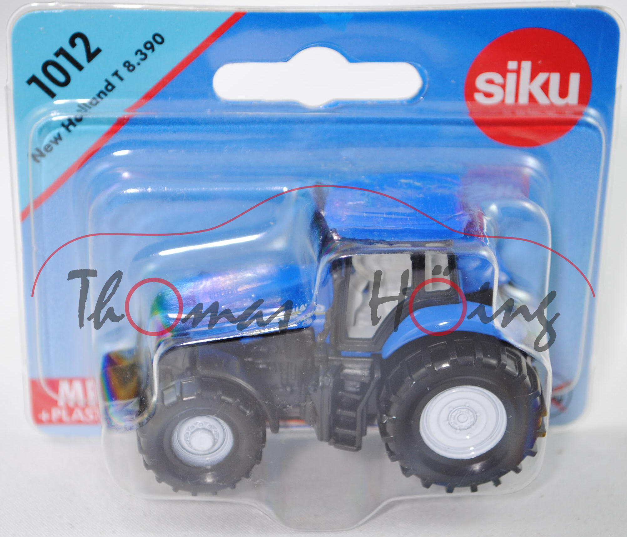 00000 New Holland T8.390 Traktor (Modell 2011-2015), hell-signalblau/schwarz, innen lichtgrau, Lenkr