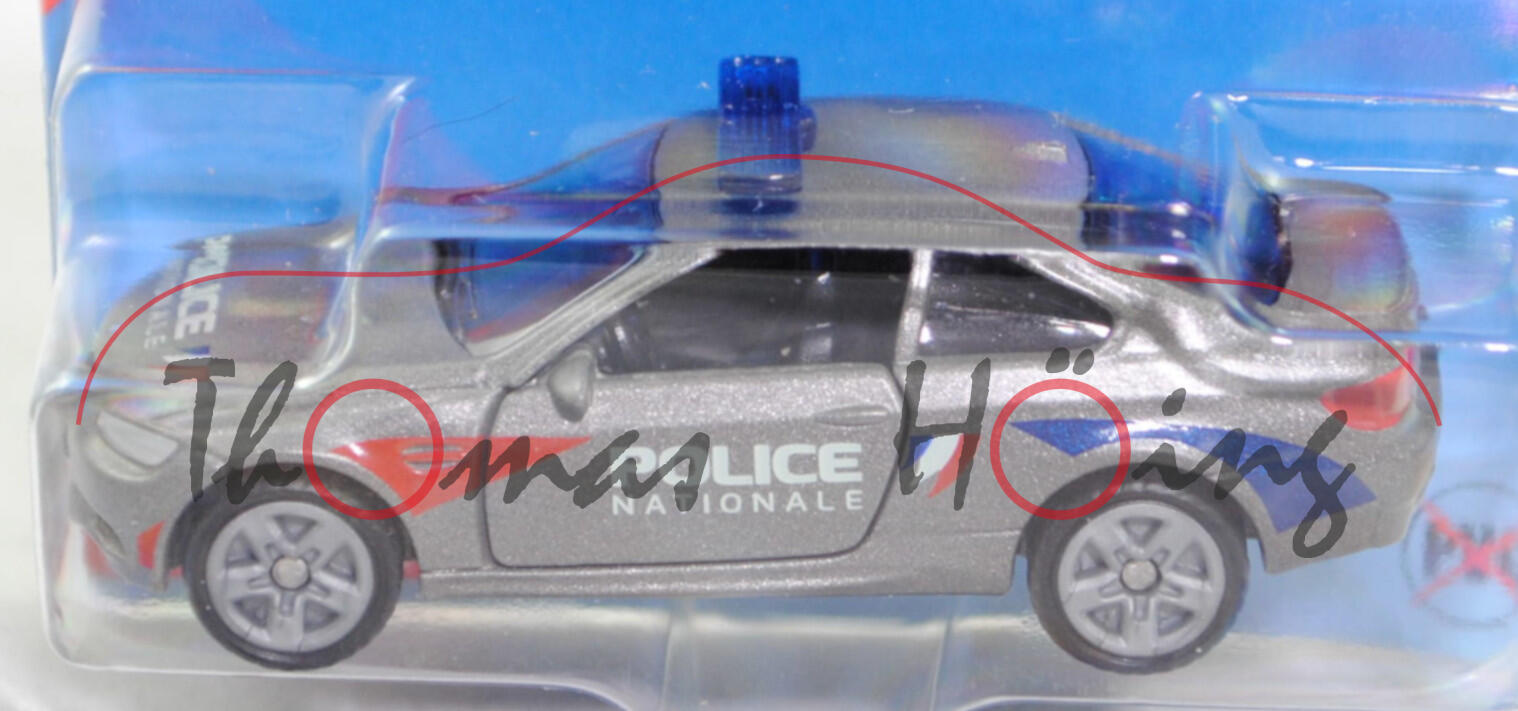 00100 F BMW M3 Coupé (E92, Modell 2010-2013) French Police, graualuminiummetallic, POLICE / NATIONALE, SIKU, 1:58, P29e