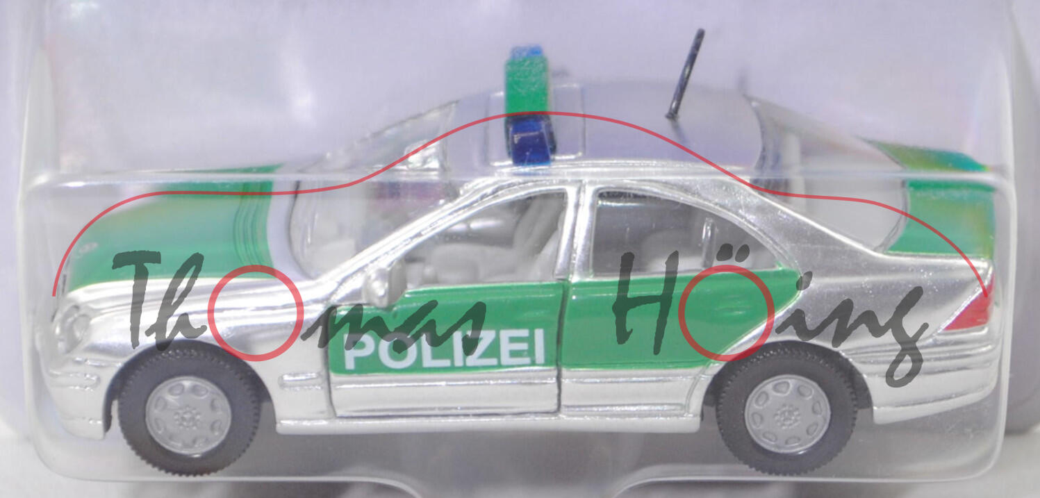 00001 Mercedes-Benz C 320 »AVANTGARDE« (W 203, Mod. 2000-2004) Peterwagen, weißaluminiummet., POLIZEI, mit Antenne, SIKU, 1:55, P26