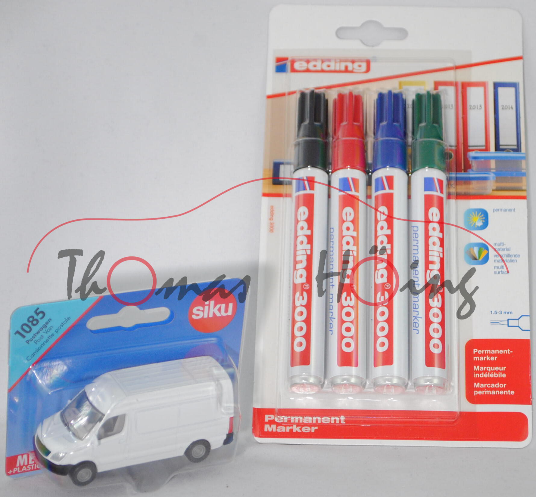 00419 Set Auto zum bemalen bestehend aus: Mercedes-Benz Sprinter II Kastenwagen, weiß, m. 4 Marker