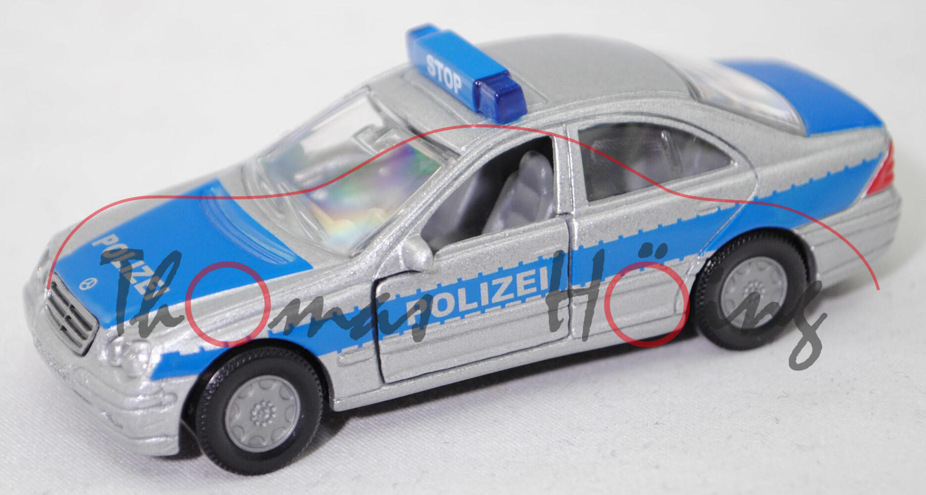 00003 Mercedes-Benz C 320 »AVANTGARDE« (W 203, Mod. 2000-2004) Peterwagen, graualuminiummet., POLIZEI, ohne Antenne, SIKU, 1:55