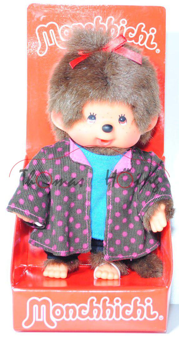 Monchhichi Dot Pattern Coat Girl, 20 cm groß, Sekiguchi