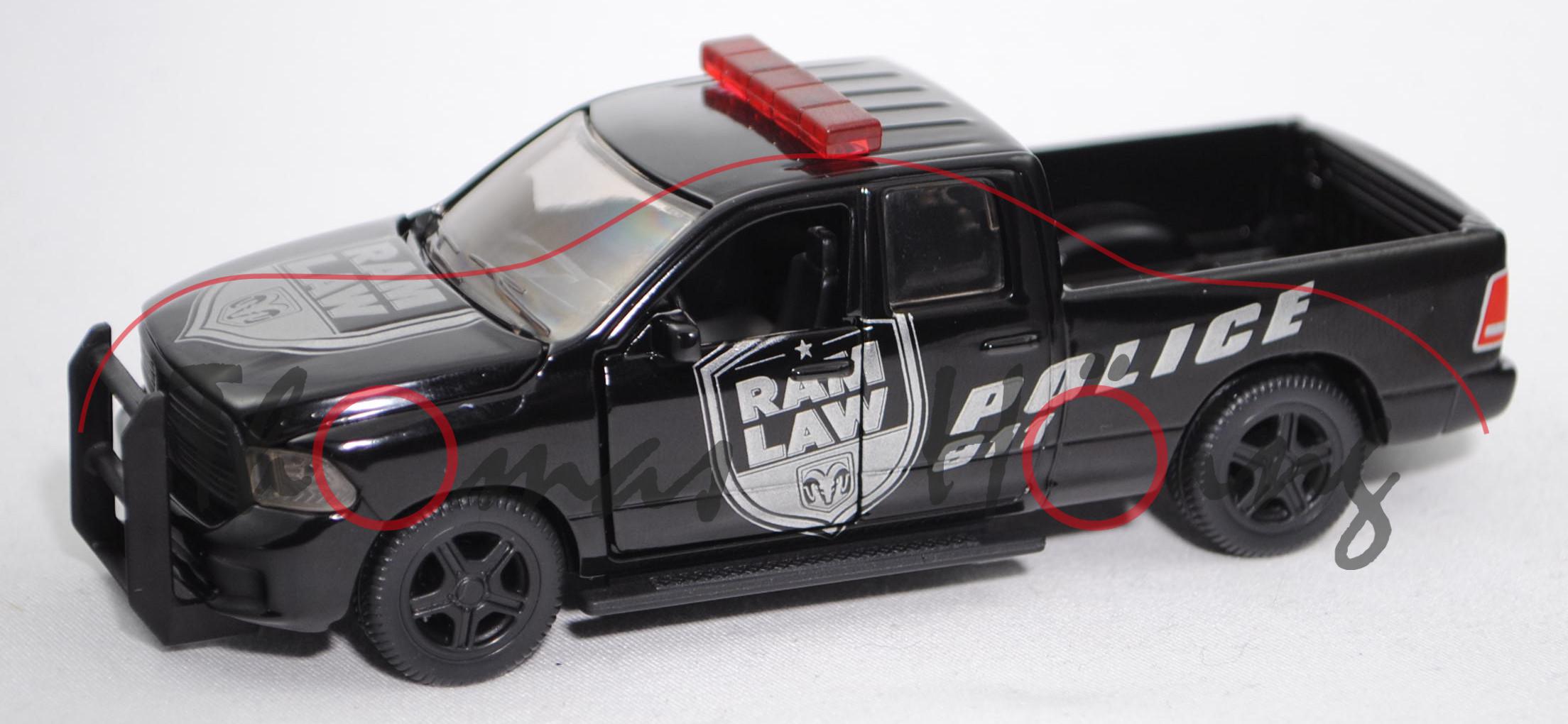 00000 (Dodge) RAM 1500 (Mod. 13-18) US Polizei, schwarz, POLICE, SIKU SUPER, ca. 1:50, L17mpK