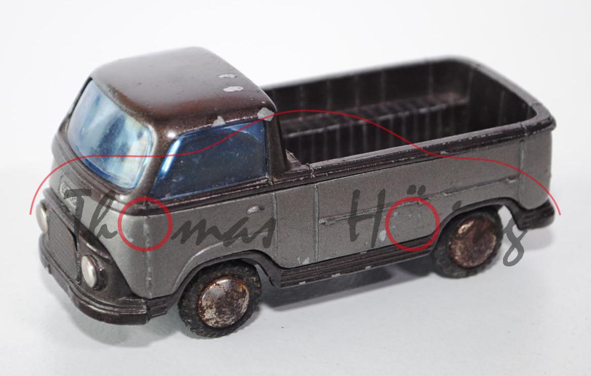 Ford Taunus FK 1000 Pritsche, dunkelbraunmetallic/hellbraunmetallic, Tekno, 1:43, mit Farbabplatzer