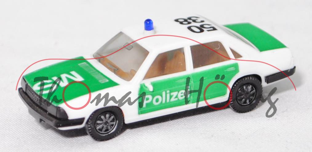 Audi 100 GL 5E (2. Gen., C2, Typ 43, VFL, Mod. 77-79) Polizei, weiß/grün, MS / 50 / 38, Herpa, 1:87