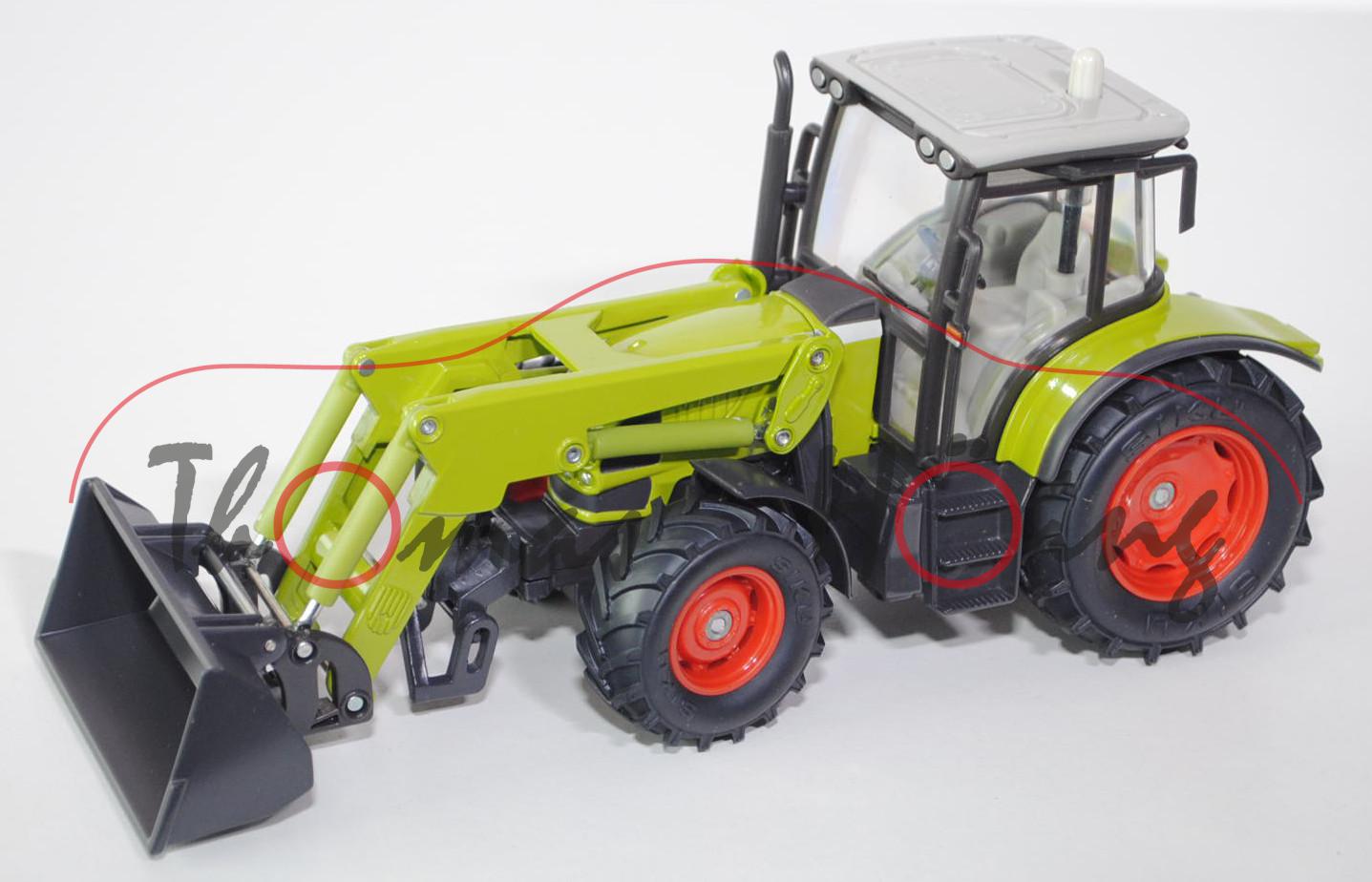 Claas Ares mit Frontlader, claasgrün/cremeweiß, mit Drehknopf in grau, L17mpK