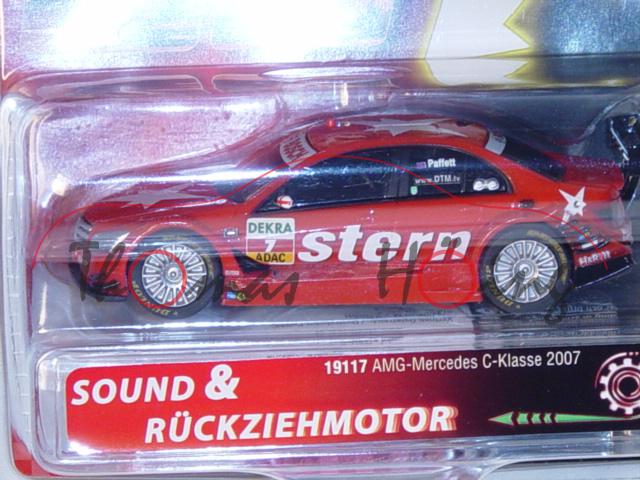 AMG-Mercedes C-Klasse DTM 2008, rot, stern, Nr. 7, Paffet, Carrera, 1:43, mit Sound und Rückziehmoto