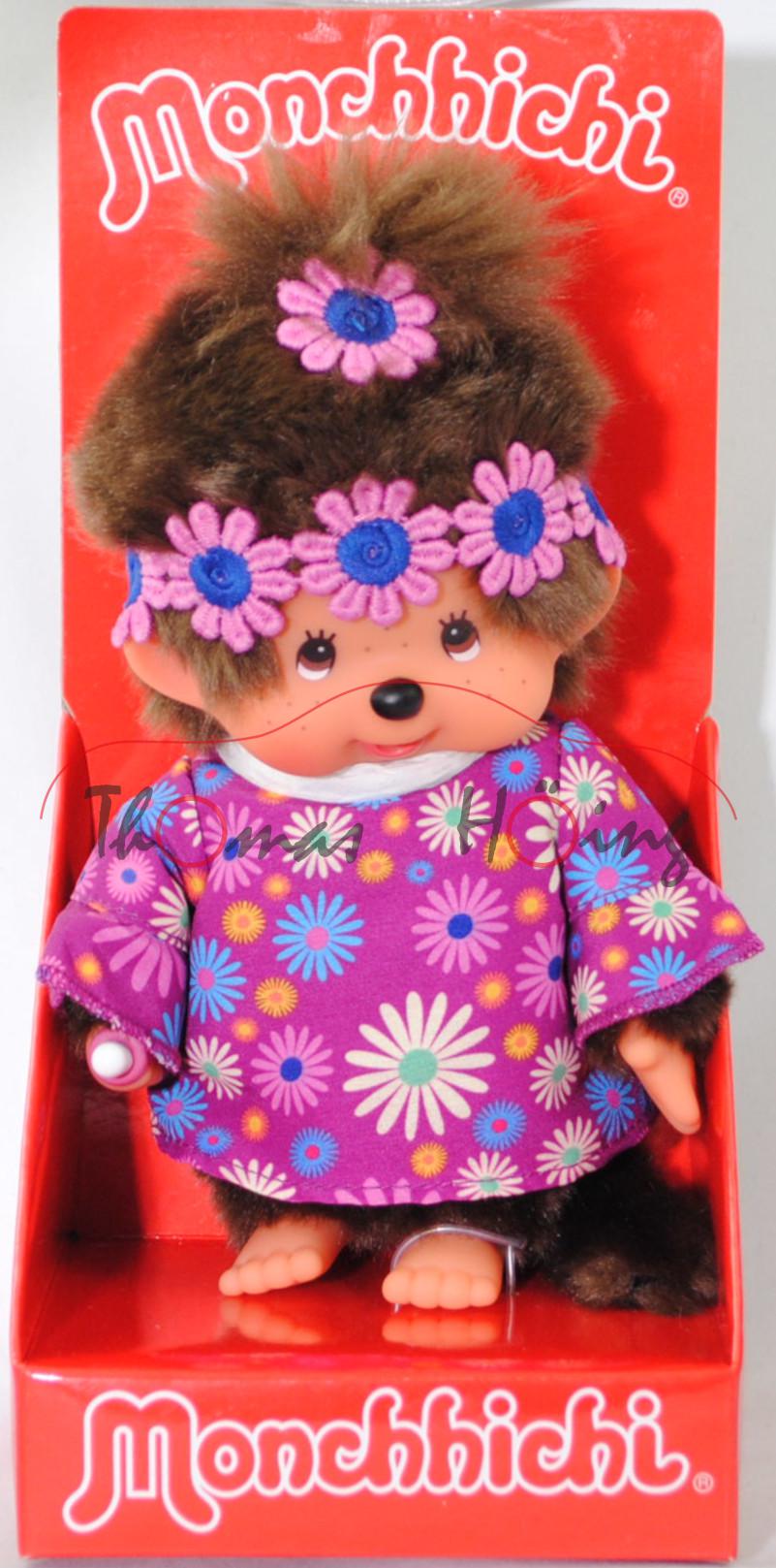 Monchhichi Flower Power Girl (Flower Power Mädchen), 20 cm groß, Sekiguchi (EAN 4905610252893)