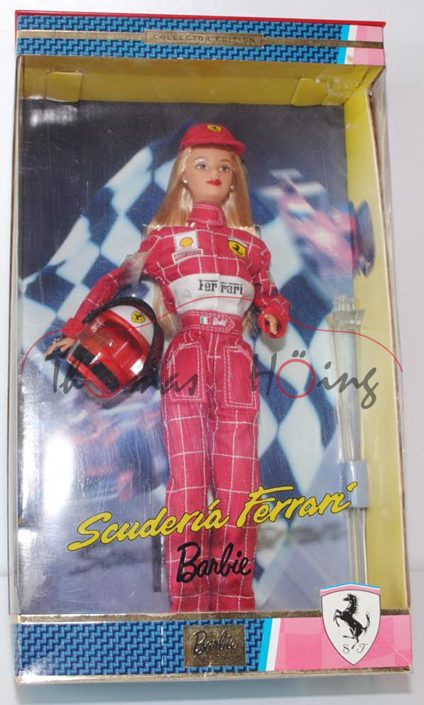 Scuderia Ferrari Barbie® Doll, rot, bekleidet mit Rennoveral, Ferrari / Shell / BRIDGESTONE / FedEx 