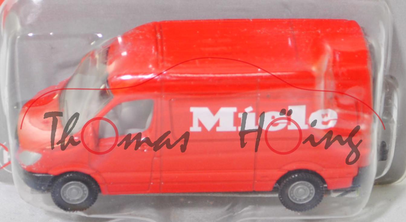 00408 Mercedes-Benz Sprinter II (NCV 3, W 906, Modell 2006-2009) Kastenwagen, rot, Miele, SIKU, 1:77, Werbeblister