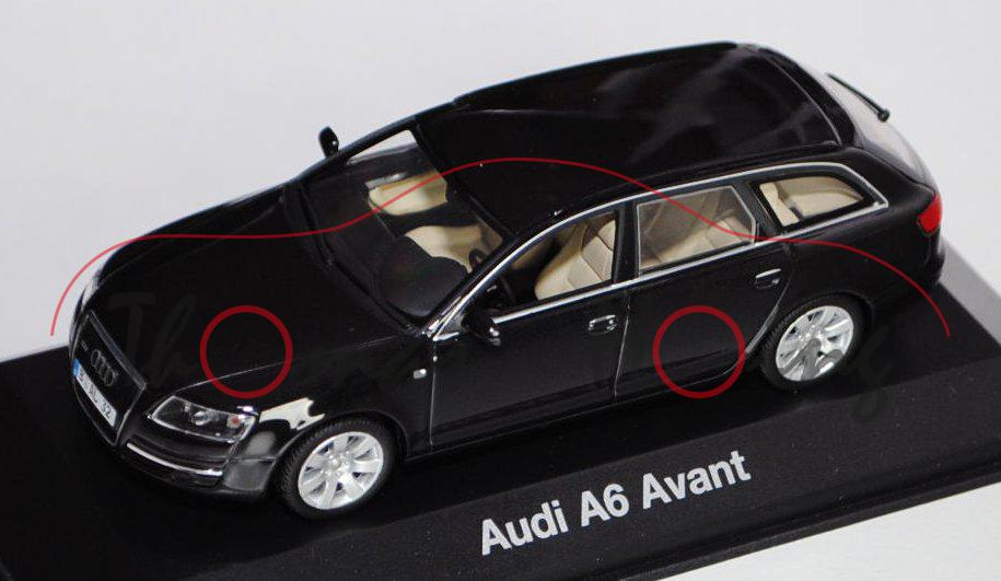 Audi A6 Avant (C6, Typ 4F), Modell 2005-2011, phantomschwarz, Minichamps, 1:43, Werbeschachtel