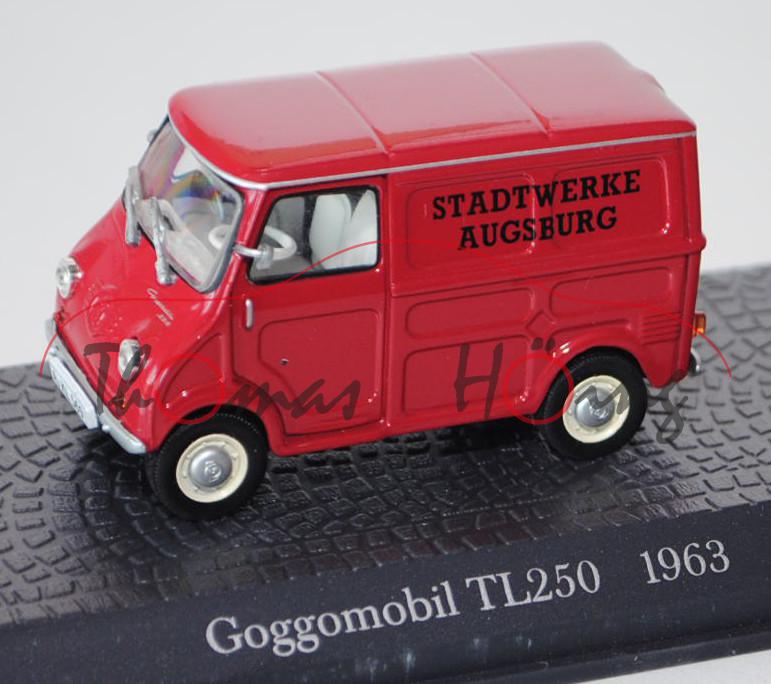 GOGGOMOBIL Kleintransporter TL 250, Modell 1963, rubinrot, STADTWERKE / AUGSBURG, Legendäre Nutzfahr