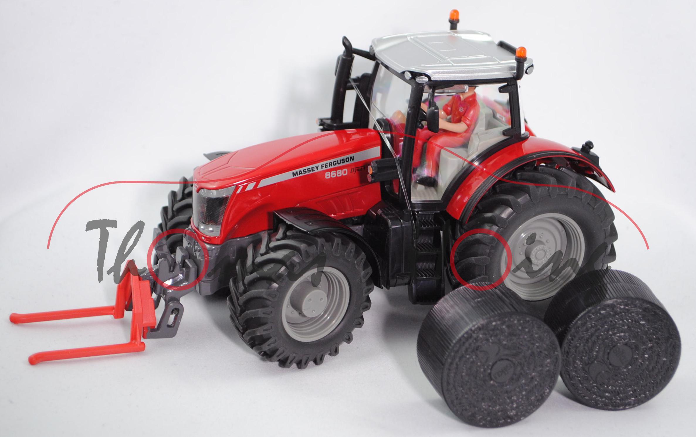 00000 GB Massey Ferguson MF 8680 Dyna-VT (Mod. 08-11) mit Ballentransportgabel, rot, SIKU 1:32, mb