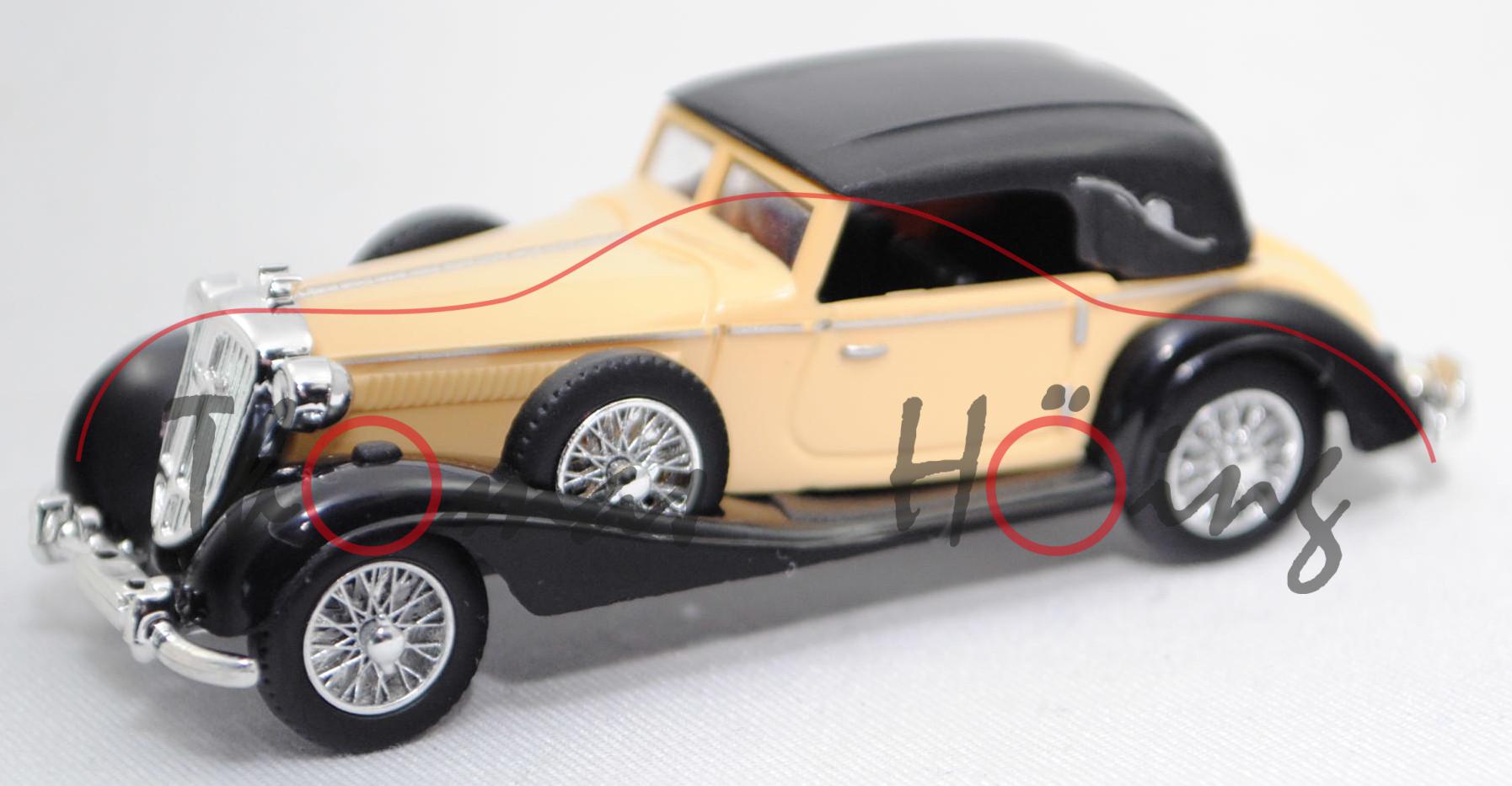 Horch 853 Sport-Cabriolet (Modell 1935-1939), blass-sandgelb / schwarz, Busch, 1:87, PC-Box