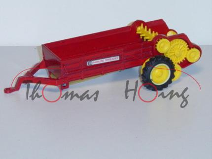 Dungstreuer, rubinrot, MANURE SPREADER, 1 Zahnrad abgebrochen, 1:32, BRITAINS, mb