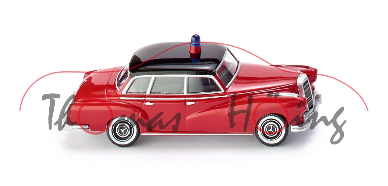 Feuerwehr - Mercedes-Benz 300 d (Baureihe W 189, Mod. 1957-1962), rot/schwarz, Wiking, 1:87, mb