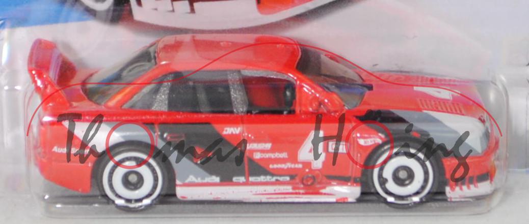 Audi 90 quattro IMSA-GTO 1989 (Modell 1989), d.-verkehrsrot, Startnummer 4, Hot Wheels, 1:63, mb