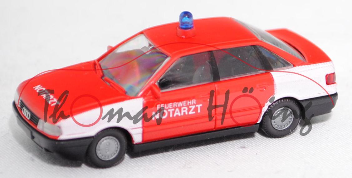 Audi 80 (3. Gen., Baureihe B3, Typ 89, Modell 1986-1991), rot, FEUERWEHR / NOTARZT, Rietze, 1:87, mb