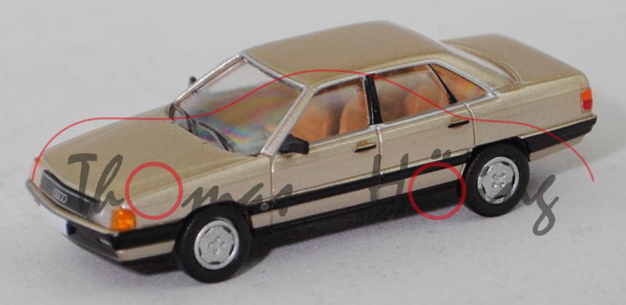 Audi 100 CC (3. Generation, Baureihe C3, Typ 44, Vorfacelift (VFL), Modell 1982-1987), gobimetallic (LY1V), Premium ClassiXXs®, 1:87, mb