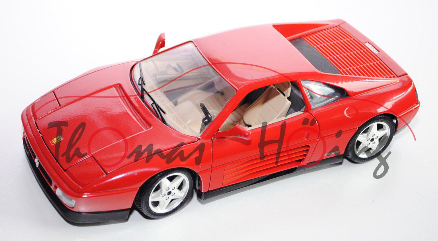 Ferrari 348 tb (1989), rot, Türen + Motorhaube + Kofferraum zu öffnen, mit Lenkung, Bburago, 1:18