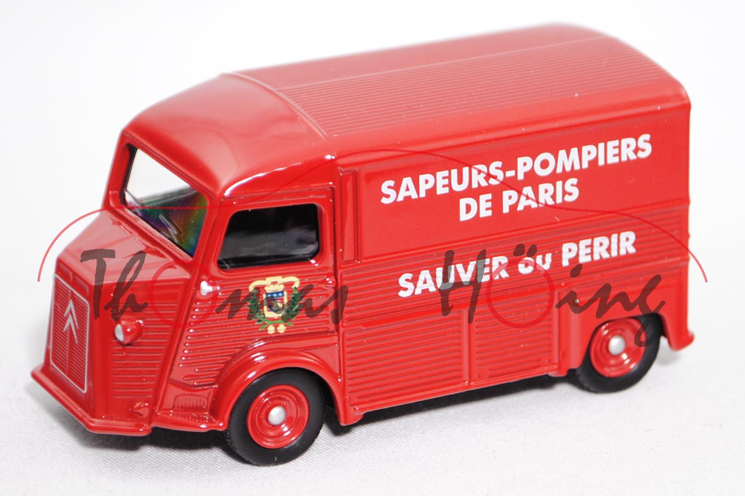 Citroen Typ HY (Mod. 48-81) Feuerwehr, rot, SAPEURS-POMPIERS / DE PARIS / SAUVER ou PERIR, Norev