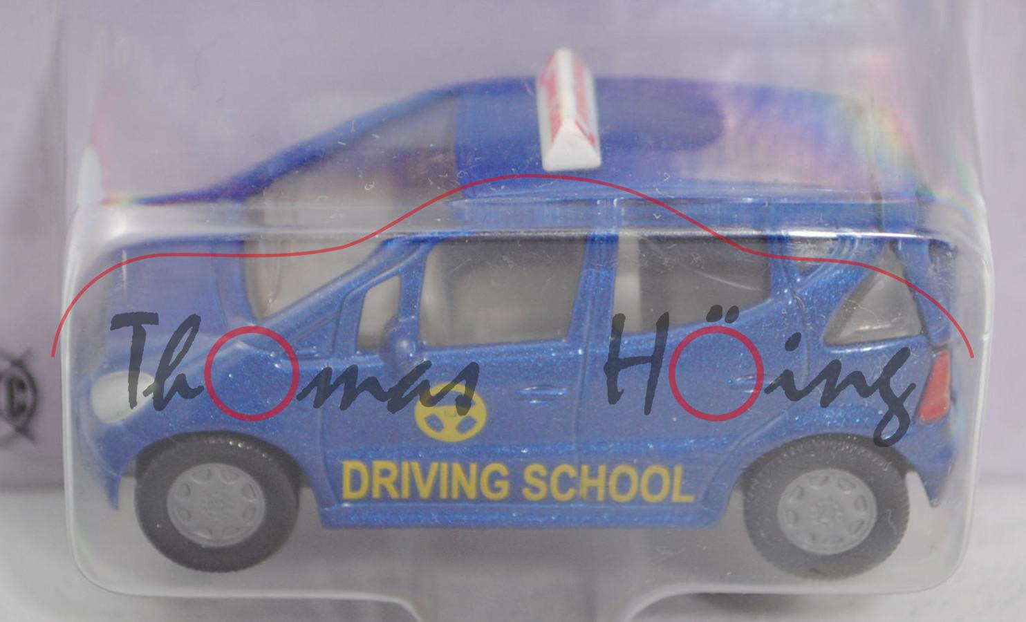 99901 EU Mercedes-Benz A 160 (W 168, Mod. 1997-2001) Fahrschule, violettblaumetallic, DRIVING SCHOOL