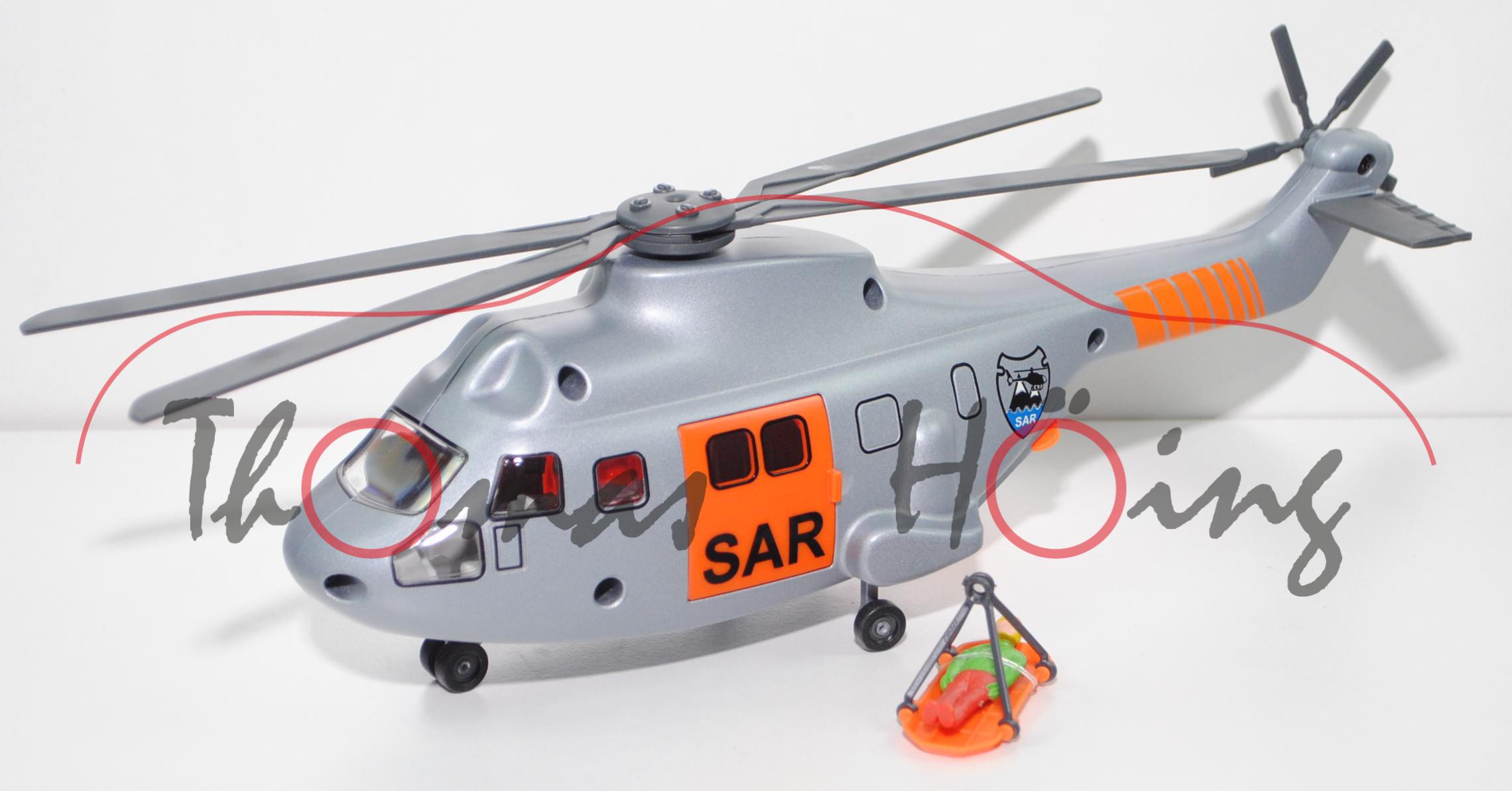 00000 SAR Transporthubschrauber, silber/verkehrsorange, SAR, SIKU SUPER, ca. 1:50, L17mpK