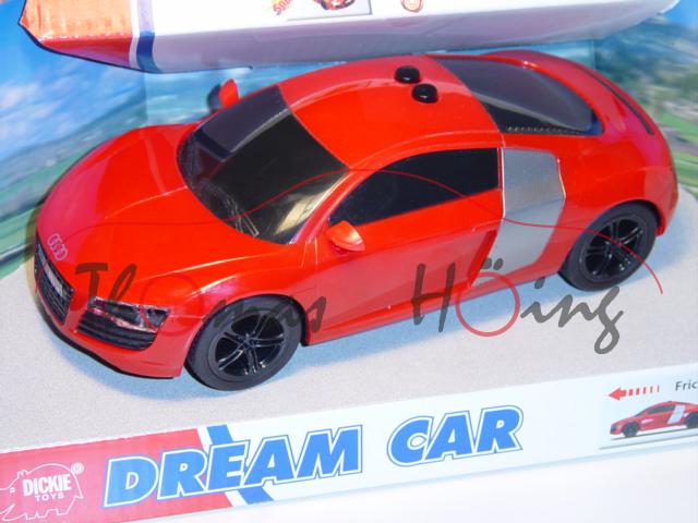 Audi R8 4.2 FSI, rot, Mj. 2007, mit Friktionsmotor, mit Licht und Sound, Dickie, 1:24, mb