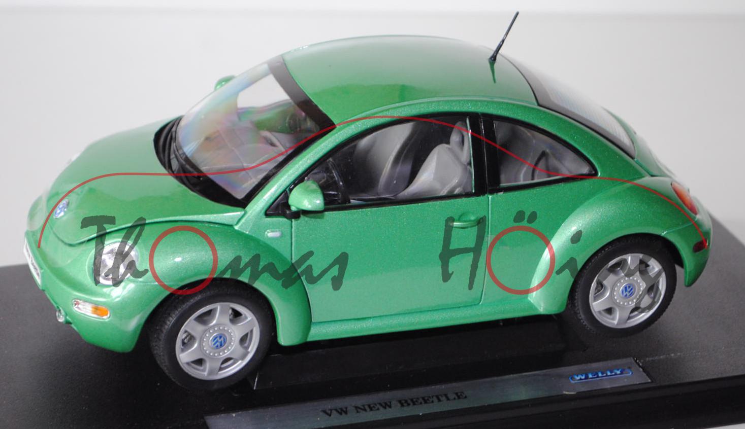 VW New Beetle (Typ 9C), Modell 1997-2005, cybergreen metallic, Türen + Motorhaube + Heckklappe zu öf