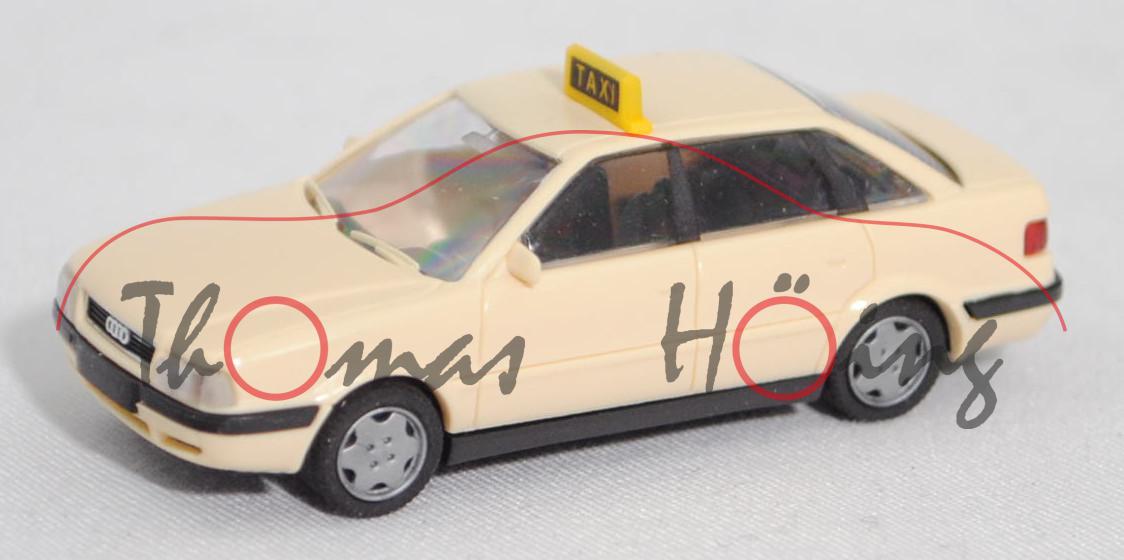 Audi 80 2.0 (Baureihe B4, Typ 8C, Mod. 1991-1994) Taxi, hellelfenbein, Rietze, 1:87, Werbeschachtel