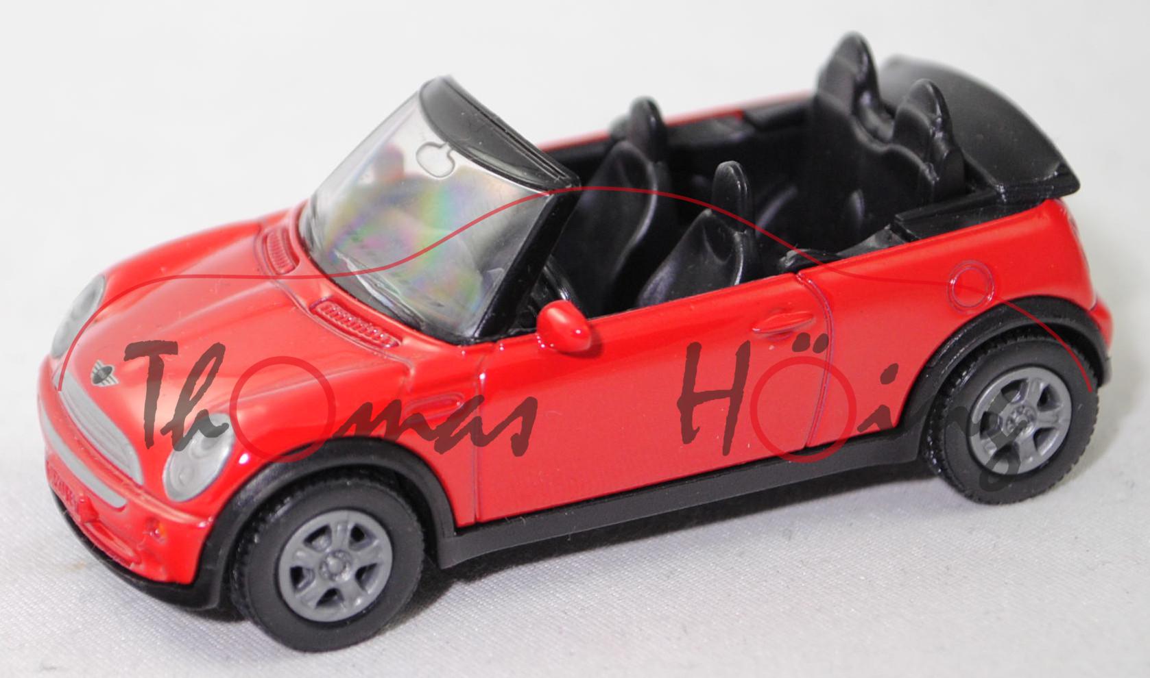 00000 MINI Cooper Cabrio (1. Generation, Typ R52, Vorfacelift, Modell 2004-2006), dunkel-verkehrsrot, SIKU, 1:52