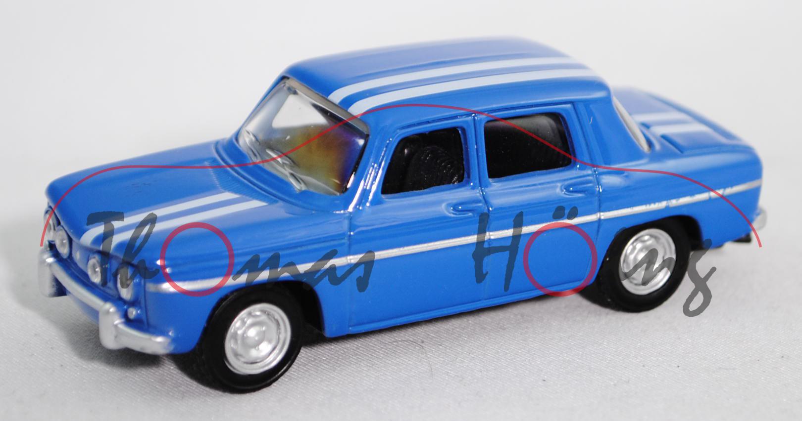 Renault 8 Gordini (Modell 1964-1967, Baujahr 1965), dunkel-himmelblau, mit 2 weißen Streifen, 1:54,