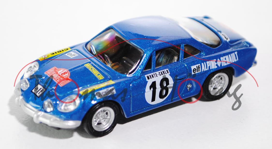 Renault Alpine A110 1800, verkehrsblaumetallic, Rallye Monte Carlo 1973, Fahrer: Jean-Claude Andruet