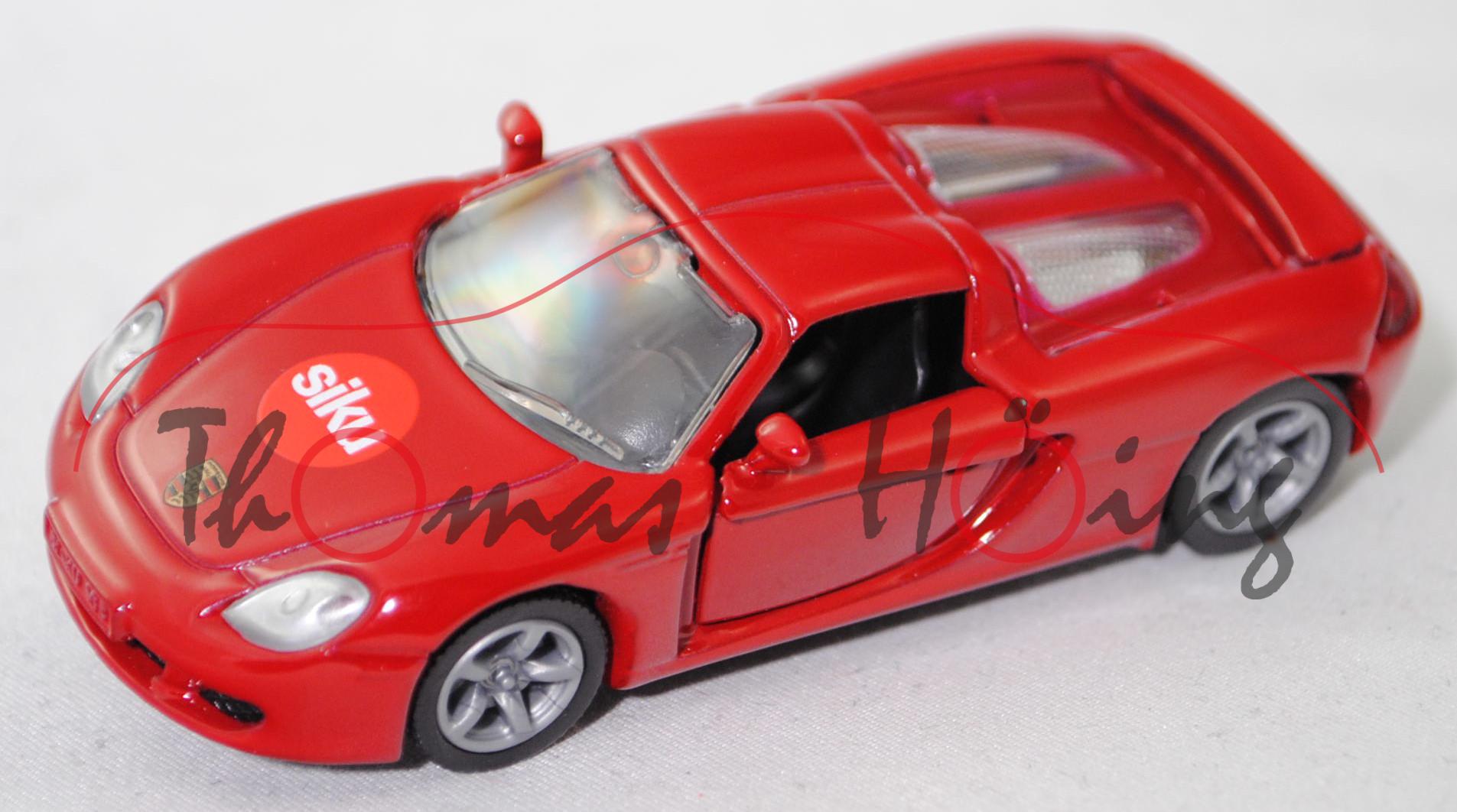 99900 Porsche Carrera GT (Typ 980, Modell 2003-2006), rubinrot, siku-Logo, SIKU, 1:55, Werbebox mit Aufkleber