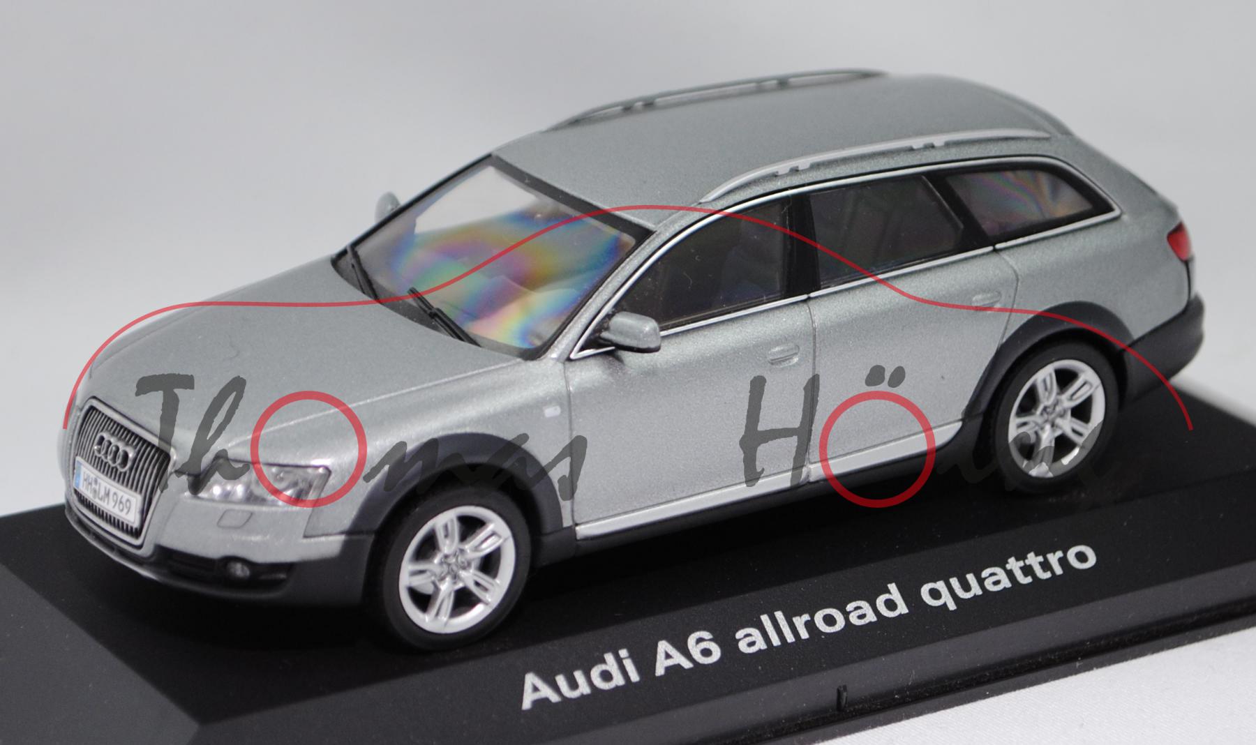 Audi A6 allroad quattro (C6, Typ 4F, Modell 2006-2011), quarzgrau, Autoart, 1:43, Werbeschachtel m-