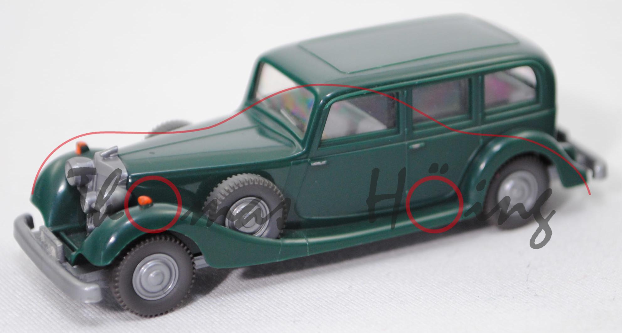 001i Horch 850 (Mod. 1935-1937), kieferngrün, Blinker vorne nachträglich lackiert, Wiking, 1:87, mb