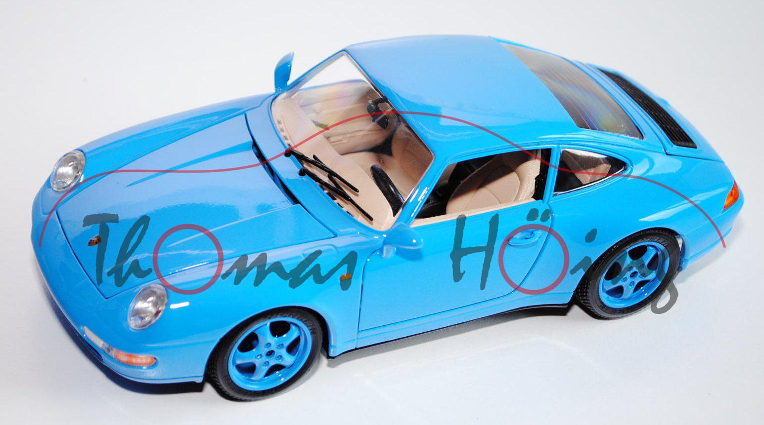 Porsche 911 Carrera 2 (Baureihe 993, Modell 93-95), himmelblau, Bburago, 1:18, mb m- (idee+spiel)