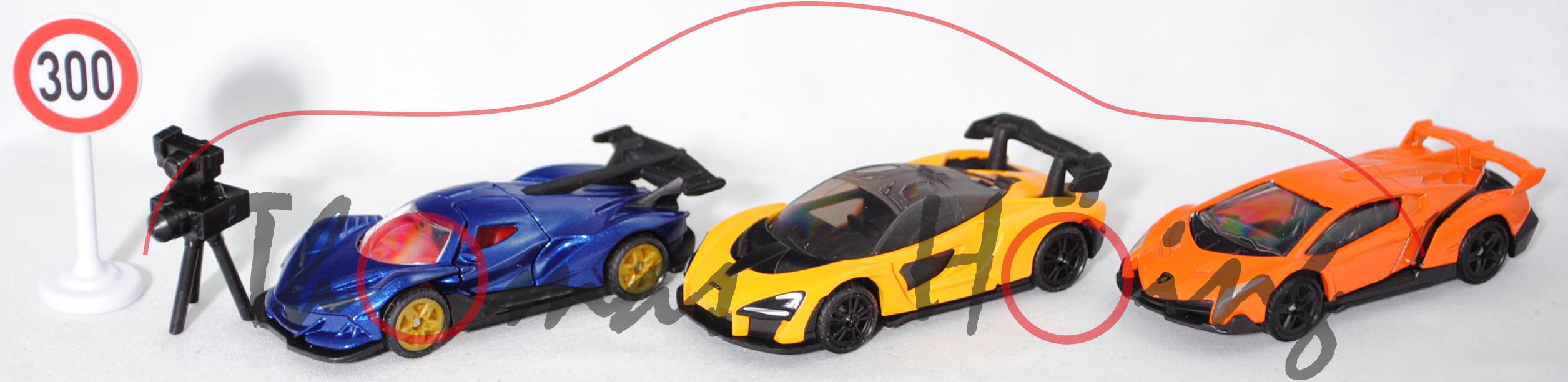 00000 Geschenkset Supercars: Lamborghini + Apollo IE + McLaren + Zubehör, SIKU, P32mpR