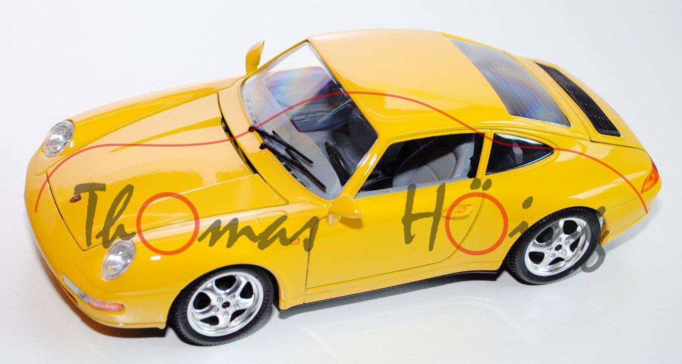 Porsche 911 Carrera (1993), verkehrsgelb, innen grau, Bburago, 1:18