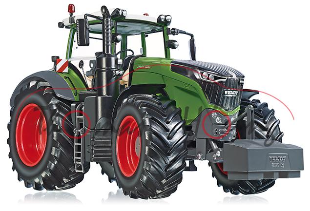 Fendt 1050 Vario Traktor (Modell 2015-), resedagrün/grau, x5 S-Kabine, 1:32, Wiking, mb