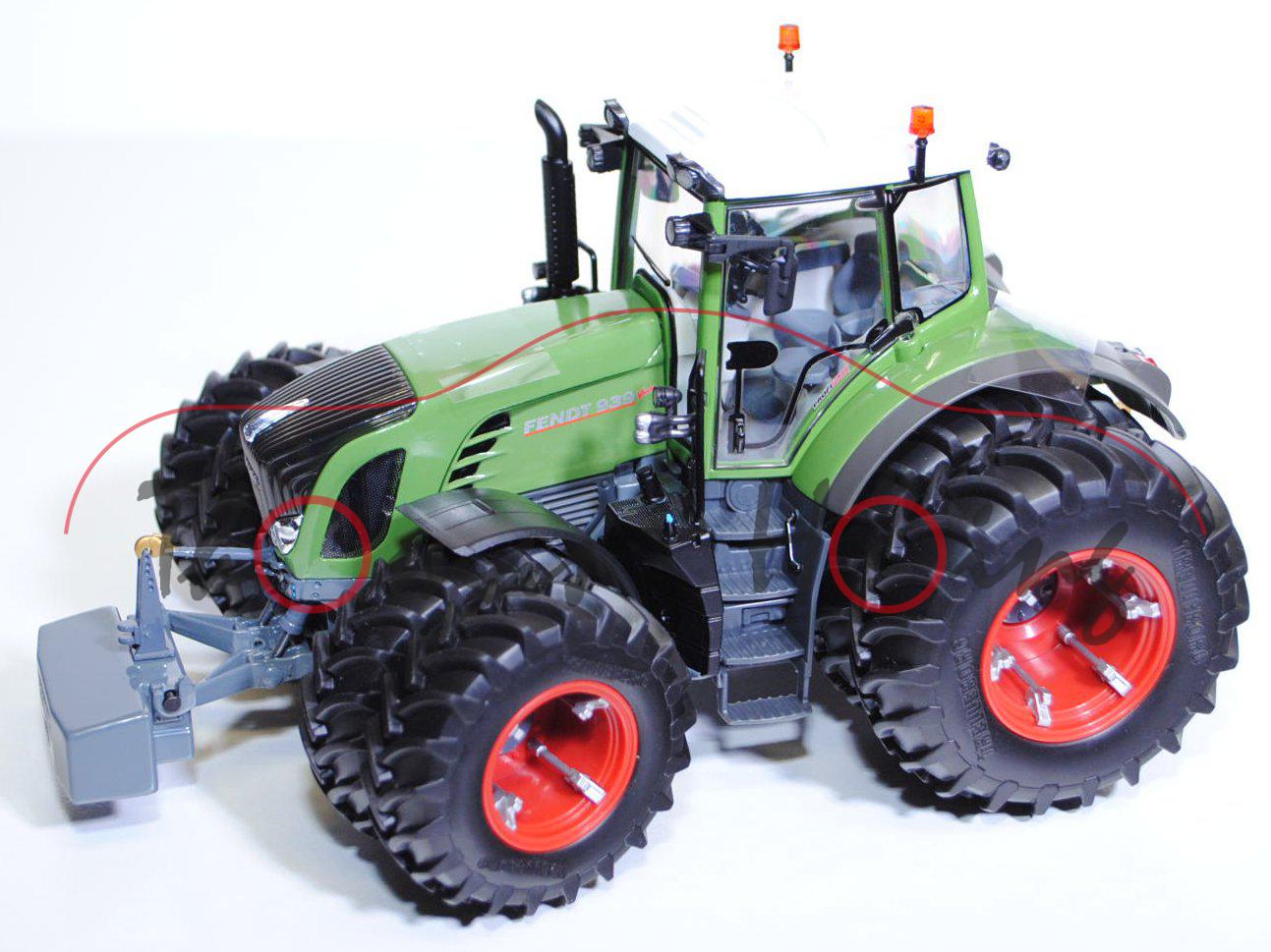 Fendt 939 Vario Traktor mit Zwillingsbereifung, resedagrün/grau, 1:32, Wiking, Werbeschachtel