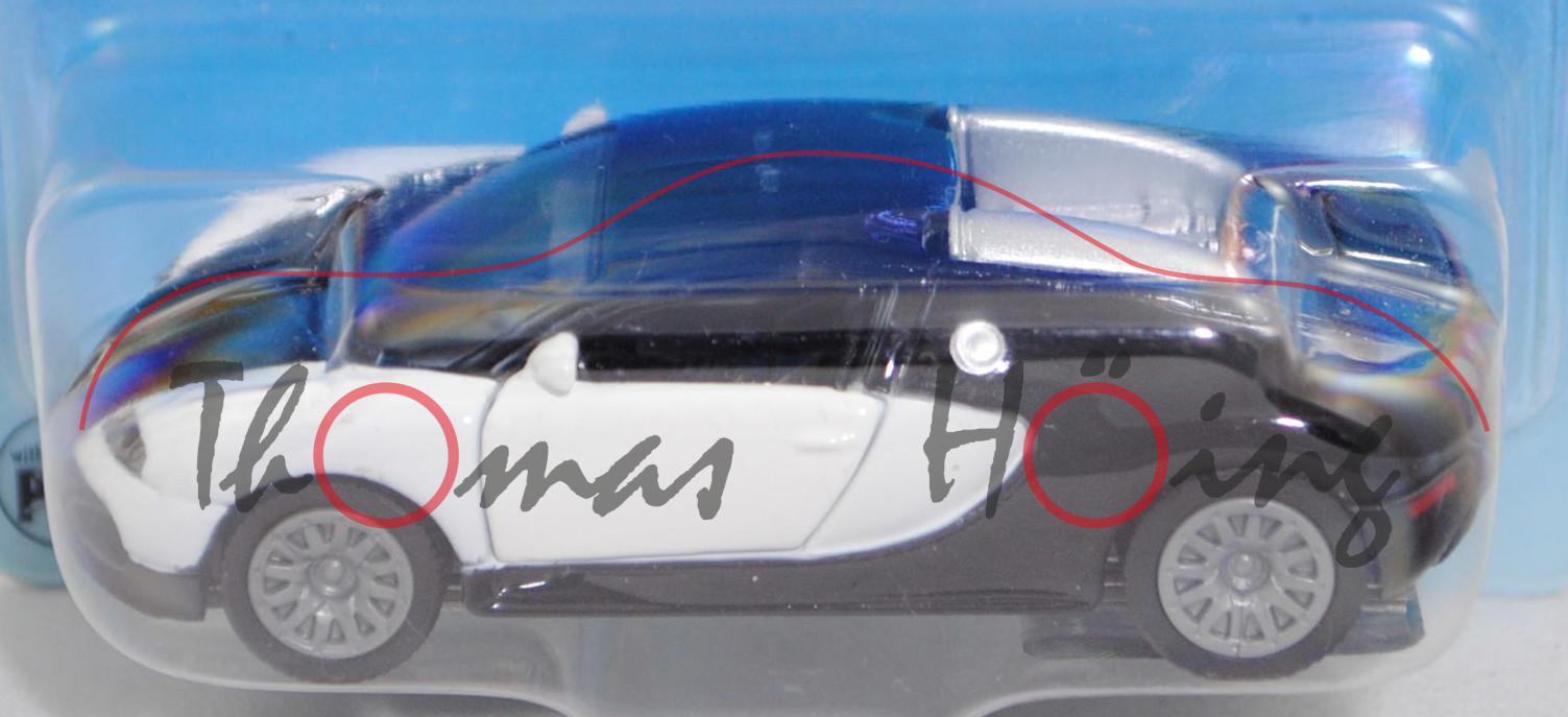 00004 Bugatti Veyron 16.4 (Typ Coupé, Modell 2005-2011), reinweiß/schwarz, SIKU, 1:55, P29b