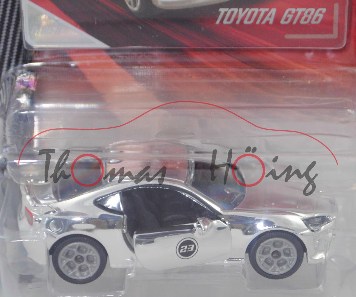 Toyota GT86 (Typ ZN6, Facelift 2016, Modell 2016-2020), chrom, Nr. 218D-3, majorette, 1:58, Blister