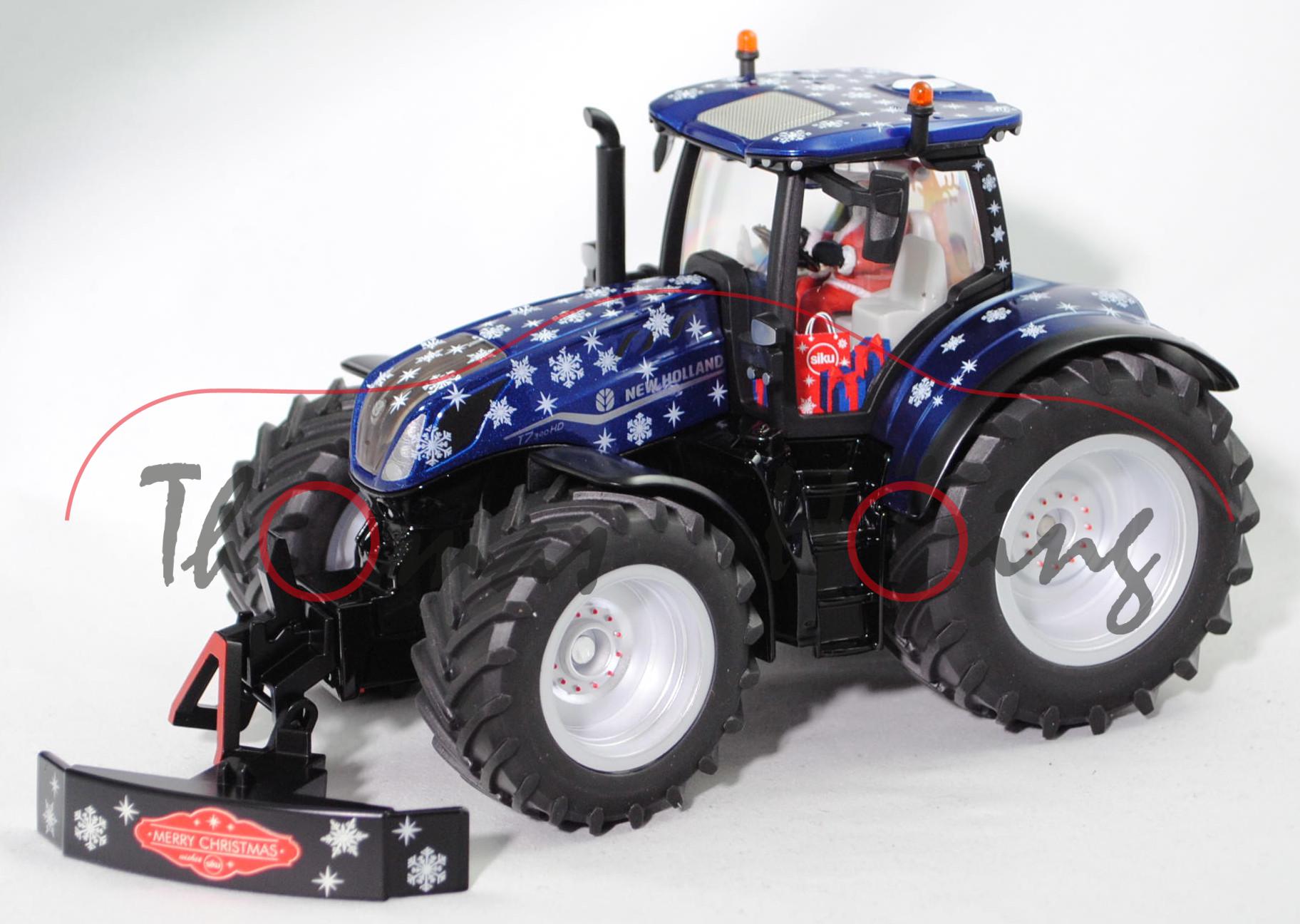 00000 New Holland T7.340 HD (Modell 2023-) Weihnachtstraktor, blaumetallic, SIKU, 1:32, L17mpK