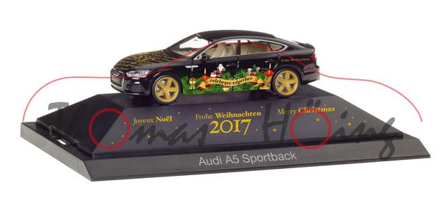 Audi A5 Sportback (Typ 9T / F5, AU493, Mod. 17-) X-MAS 2017, schwarz, Frohe Weihnachten 2017, Herpa